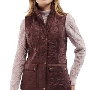 Barbour Quilted “Wray Gilet Vest” Women's “Windsor/Brown” Burgandy/Plum